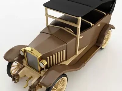Vintage Wood Car 3D model
