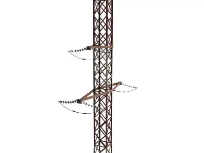 Electricity Pole 16 Weathered Low-poly 3D model