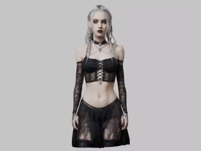 Beautiful hot Goth Girl Woman Low-poly 3D model