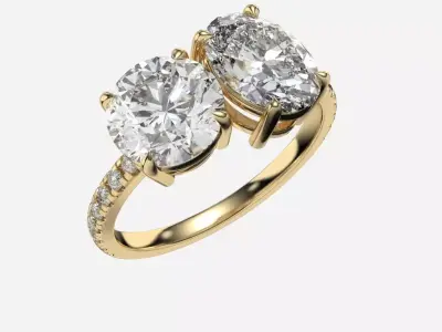 Two Stone diamond Ring 3D print model