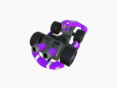 Cartoon Kart D07 Purple - Vehicle Racing Design Low-poly 3D model