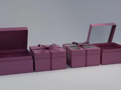 Gift Box Square shape with Ribbon Low-poly 3D model
