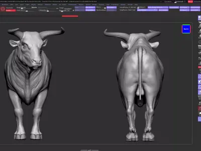 Realistic Bull Sculpt with UV High-Detail Base Model Low-poly 3D model