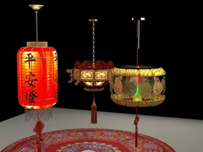Chinese red lantern 3D model 94