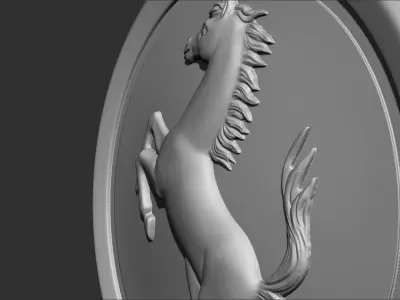 Ferrari Prancing Horse Logo Bas Relief for CNC 3D Print STL 3D print model