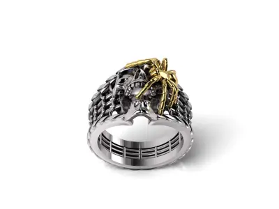 Scull Spider Biker Ring 3D print model