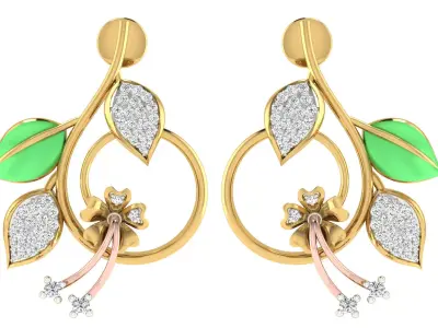 Solitaire Women Drop Earring 3dm STL OBJ FBX Renders Details 3D print model shop