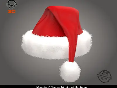 Santa Claus Hat with Fur 3D model
