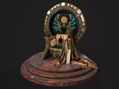 Egyptian throne with accessories Low-poly 3D model