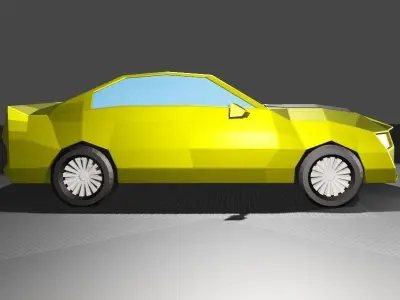 Yellow sport car Low-poly 3D model