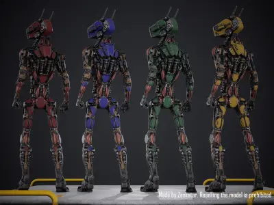 Robot character rigged gameready droid Unity Unreal Engine Low-poly 3D model