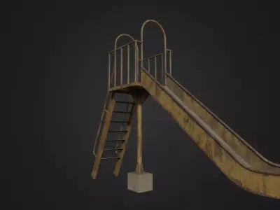 Old Worn Japanese Slide Low-poly 3D model