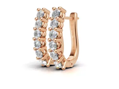 AV 706 Diamond Ladies Huggies Hoop-Earrings 3D print model