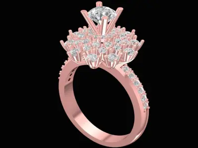 Luxury Snowflake Diamond Cluster Ring for Women  2692 3D print model