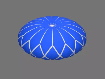 Round decorative blue pillow 3D model