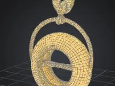 Modern Gold Secret-Lock Pendant 3D print model