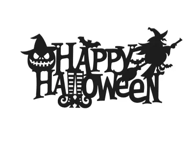 Happy Halloween Sign - Wall - Door Hanger - 3D Halloween Decor 3D print model
