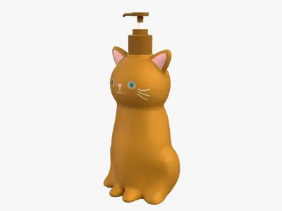 Cat Liquid Soap Dispenser Orange Version 3D model