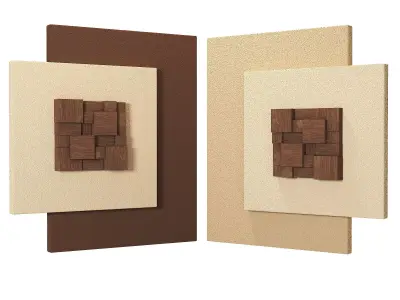 Abstract Square Wall Decor Wooden Cubes Low-poly 3D model
