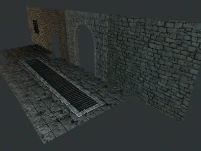Stone wall Low-poly 3D model buy