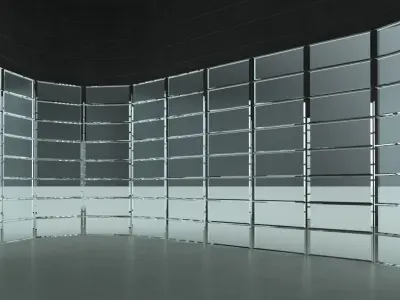 Architectural stand alone structure with storefront windows 3D model