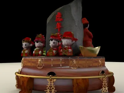 Chinese wedding dolls 3D model