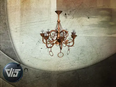 Low-Poly Lamps collection chandelier on concrete wall Low-poly 3D model