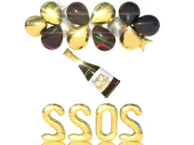 BALLOONS NEW YEAR 2 3D model