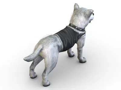 Low Poly White and Black Funny Dog Low-poly 3D model