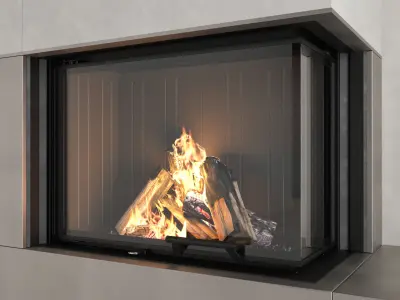 Decorative wall with fireplace set 14 3D model