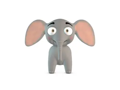 Cartoon Cute Elephant Low-poly 3D model