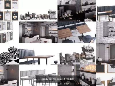 Ready set for cafe 3D Model Collection