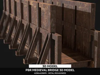 Medieval Bridge Low-poly 3D model