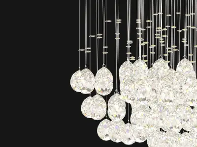 Round Modern K9 Crystal Sparkle Luxury Rain Drop Chandelier 3D model