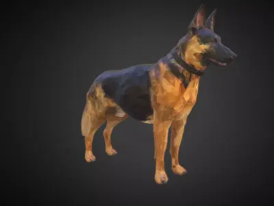 Shepherd German Low Polygon Art Dog Animal Low-poly 3D model