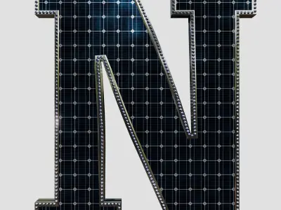 Solar Panel Letter - N 3D model
