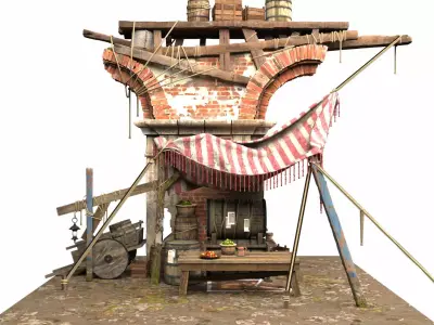 Medieval Market Scene 3D model