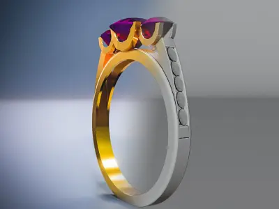 Solitaire Wedding Engagement Women Ring 3D 3D model