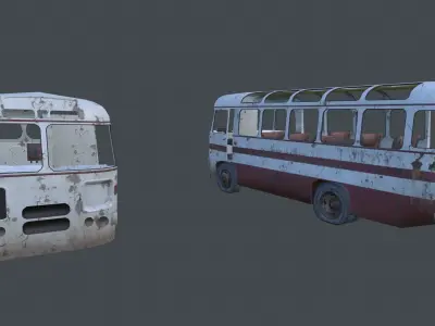 Old Bus Low-poly 3D model