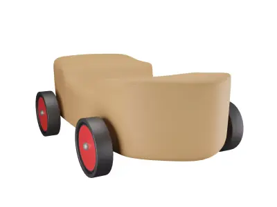 Wooden Car Low-poly 3D model