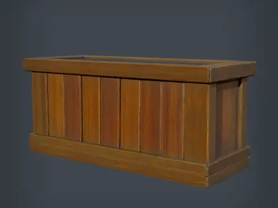 Wooden Planter Low-poly 3D model
