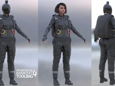 Mens and Womens Skydiving Uniforms - Modular - Rigged 3D Model Collection