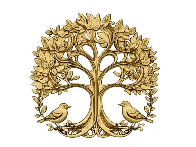 decor set wall panel wall tree  relief mural CNC 44 3D model