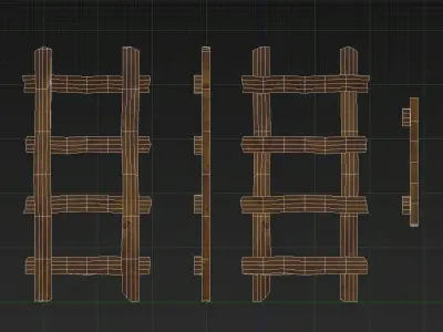 Old Wooden Ladder Low-poly 3D model