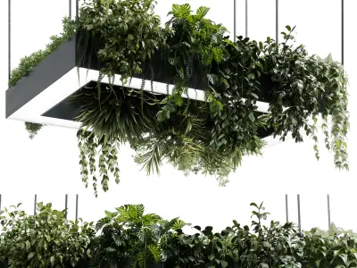 Rectangle pot light pendant - plant light hanging 27 CORONA 3D model