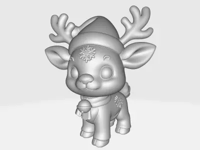 Adorable Christmas Reindeer Cute Holiday Deer Figurine  3D print model