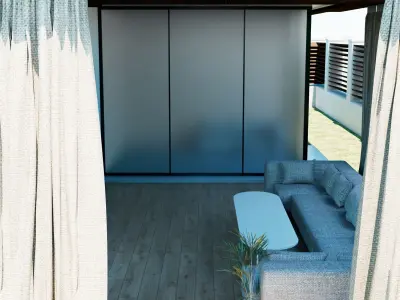 Modern House with Large Balcony and Terrace 3D model