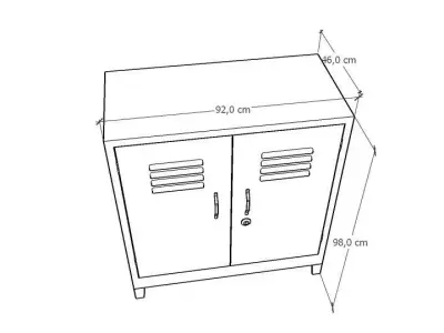METAL CABINET-DOUBLE SHORT-PINK AND CREAM Low-poly 3D model