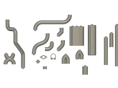 3d printable adaptable scale exhaust system 3D print model