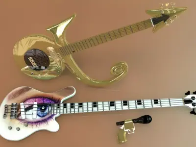 Prince Symbol Guitar and Eye Bass 3D model